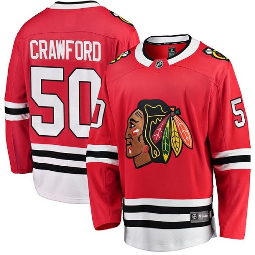 Kinder Chicago Blackhawks Eishockey Trikot Corey Crawford #50 Breakaway Rot Fanatics Branded Heim